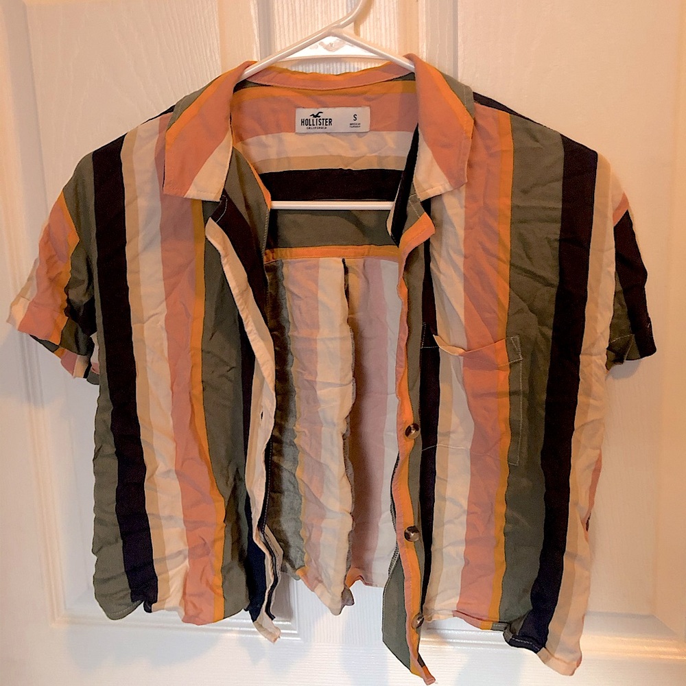 Crop button down blouse